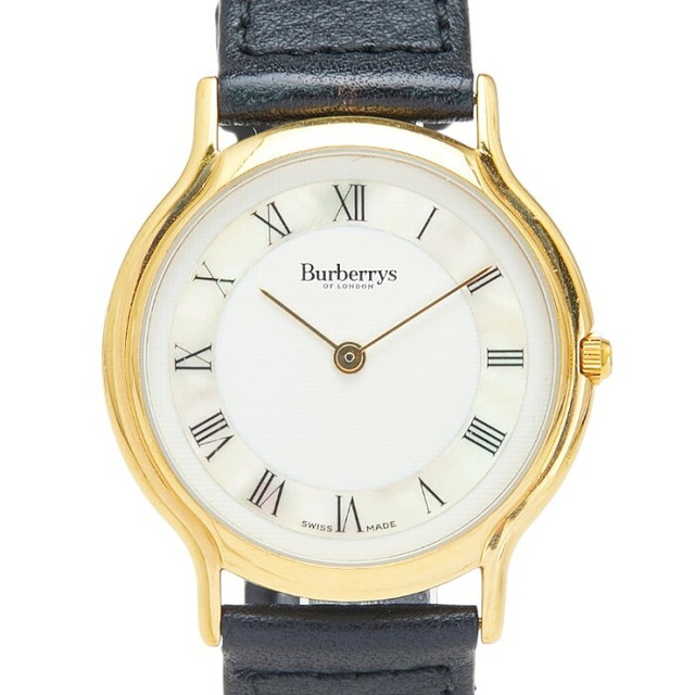 バーバリー 腕時計 クオーツ ホワイト文字盤 ステンレススチール レザー レディース BURBERRY 【中古】