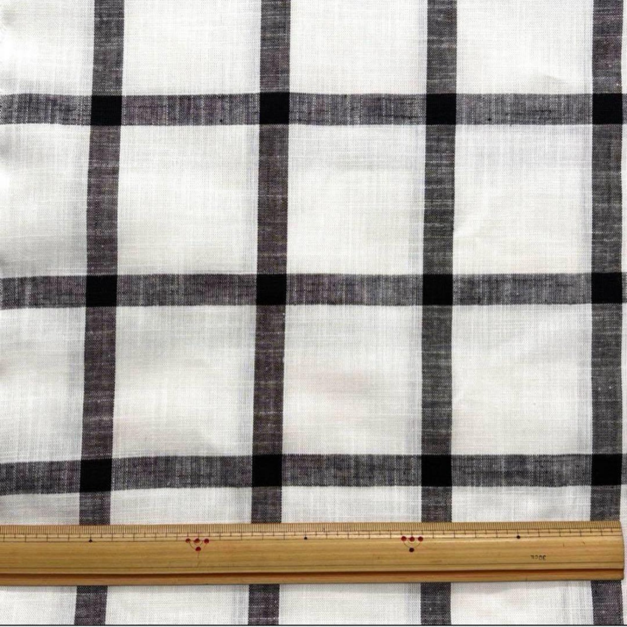 NY169◆2.5m◆M◆コットンリネン混スラブ平織り生地◆格子チェック
