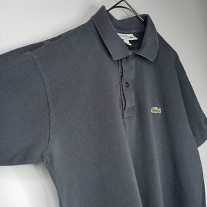 ラコステ　半袖　ポロシャツ　刺繍ロゴ　シェルボタン　ユーロ古着　グレー