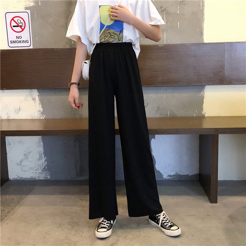 パンツ スプリングオータムハイウェストルーズ薄手レッドブラック 春物 秋物 YY-ファッション52154753826