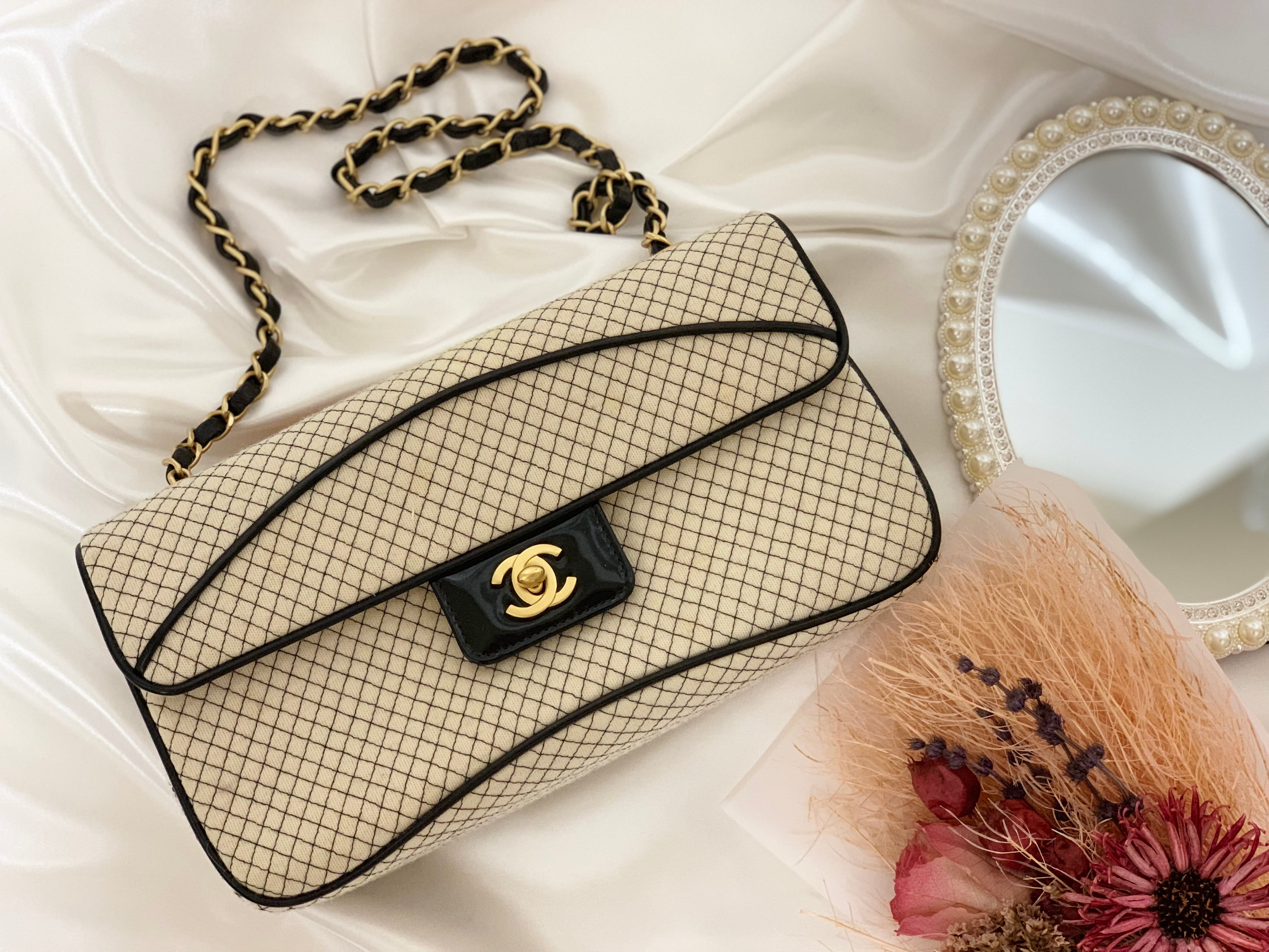CHANEL ジャージ素材 バイカラー チェーンショルダーバッグ 白×黒 7  