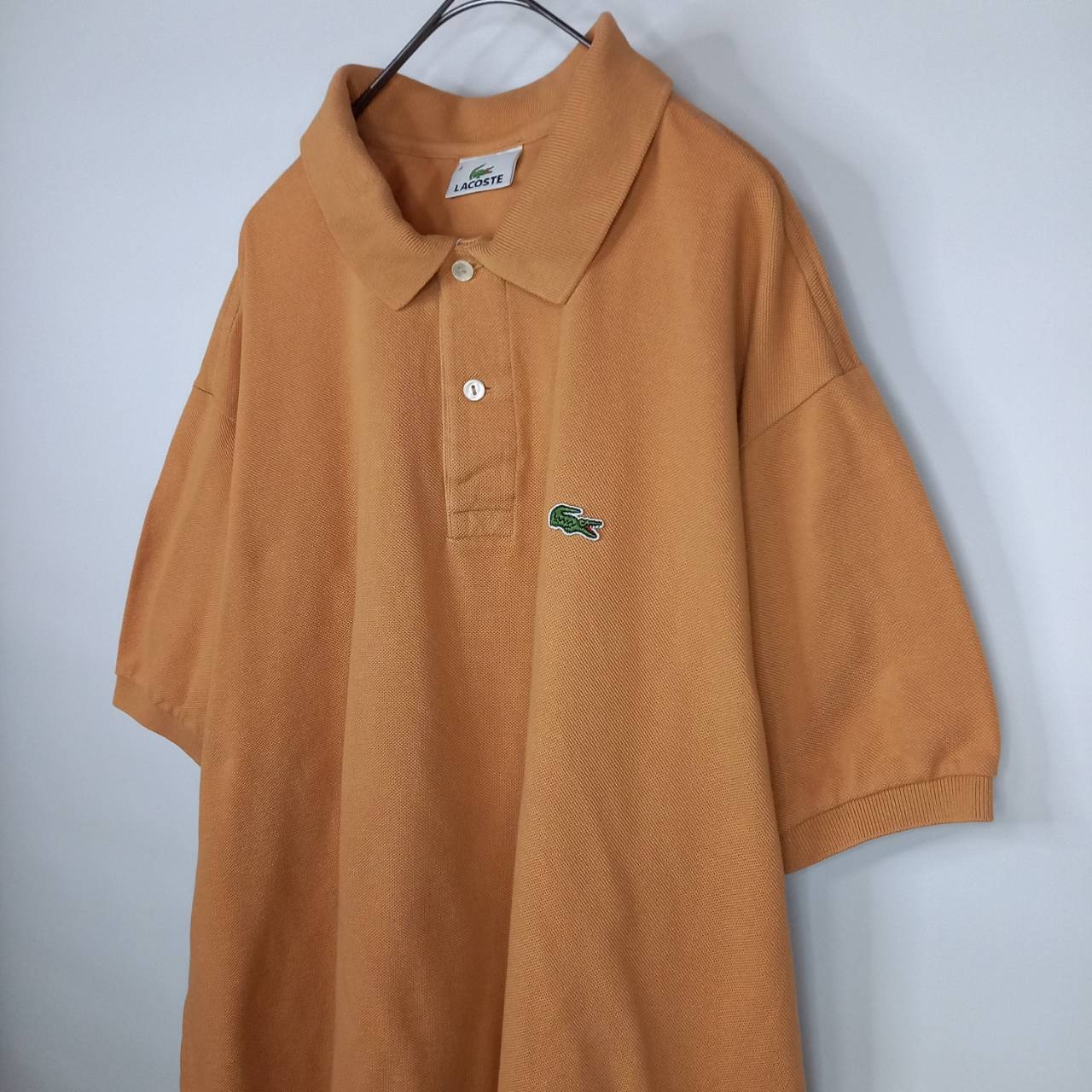 ラコステ　ポロシャツ　半袖　L1212　刺繍ロゴ　シェルボタン　オレンジ　3XL