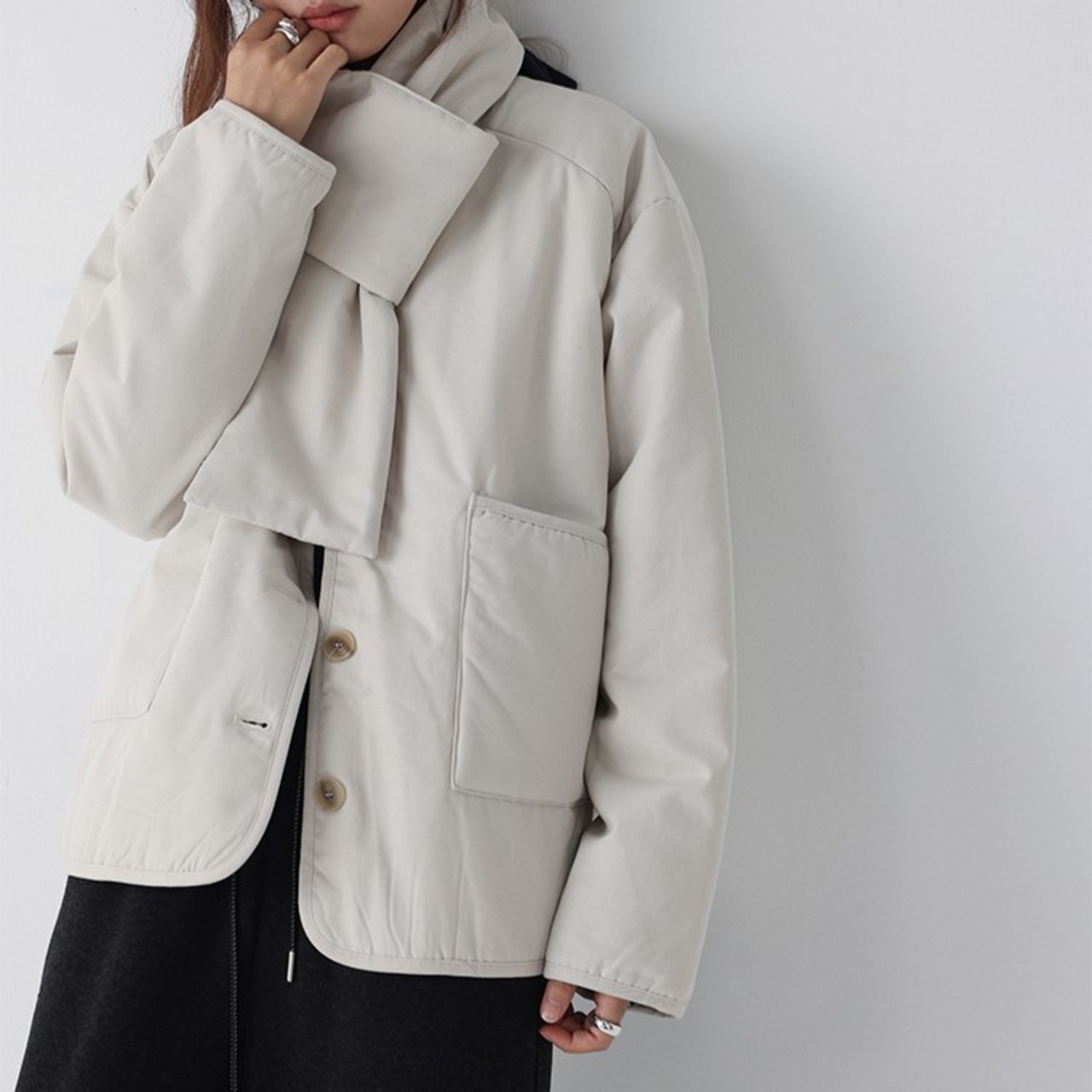 パッチポケット スカーフデザインジャケット H0029