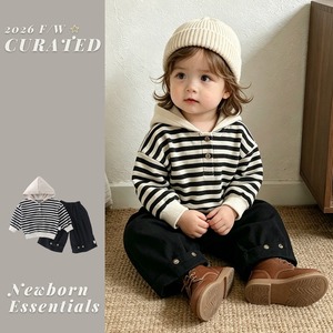 【BABY&KID】帽子付きボーダートップス