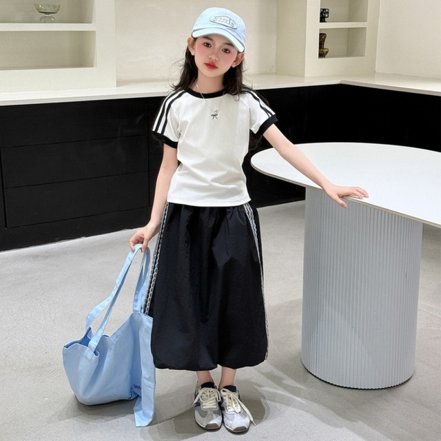 新作 フレアスカートセット レースフリル付き 2025年夏 女児用