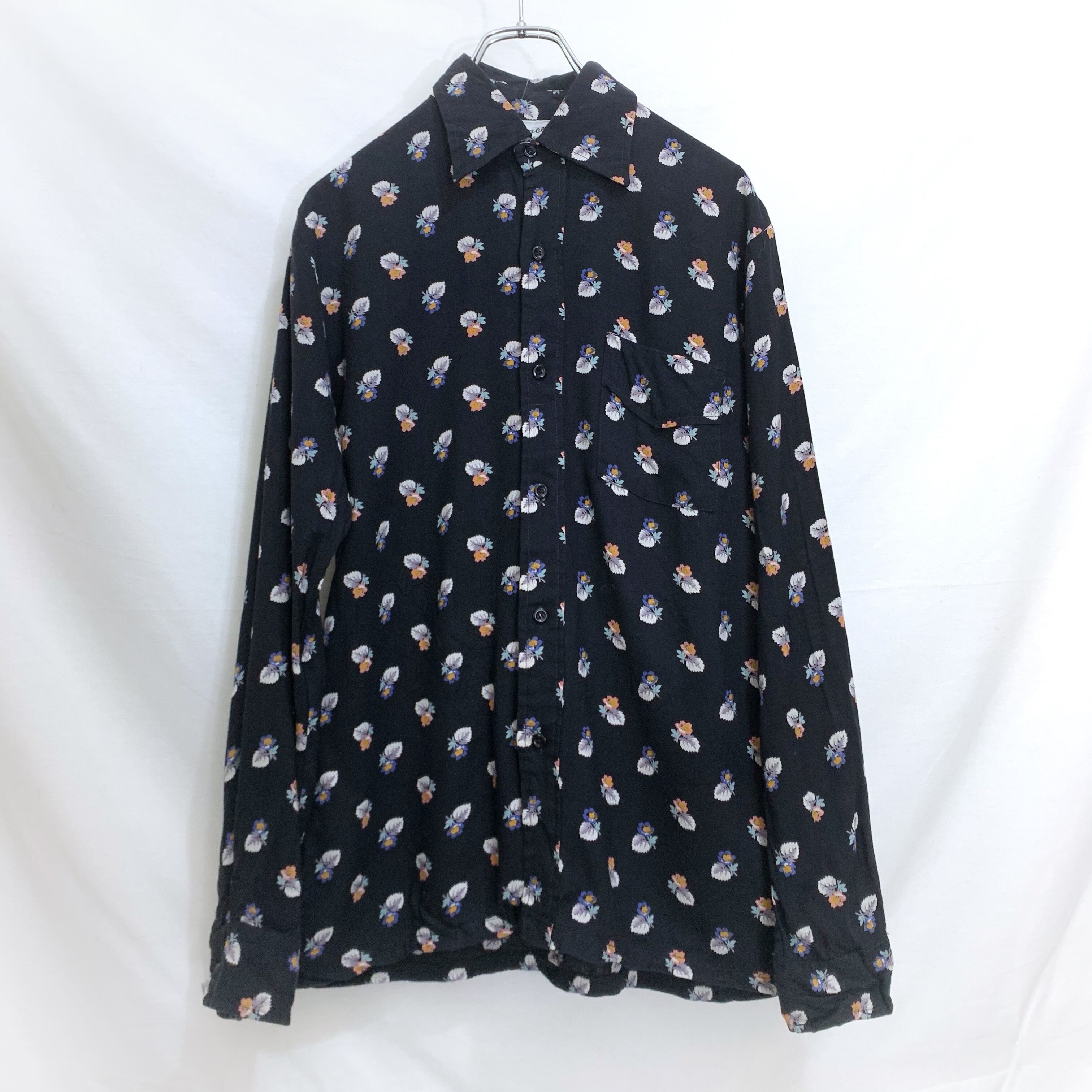 60s〜70s ヴィンテージ レーヨン 花柄シャツ USA古着 総柄 最終売り尽し】古着 70s Sears Johnny Miller フラワー アート 総柄