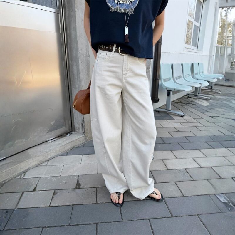 ダメージ加工 ハイウエスト ワイドレッグパンツ 204685