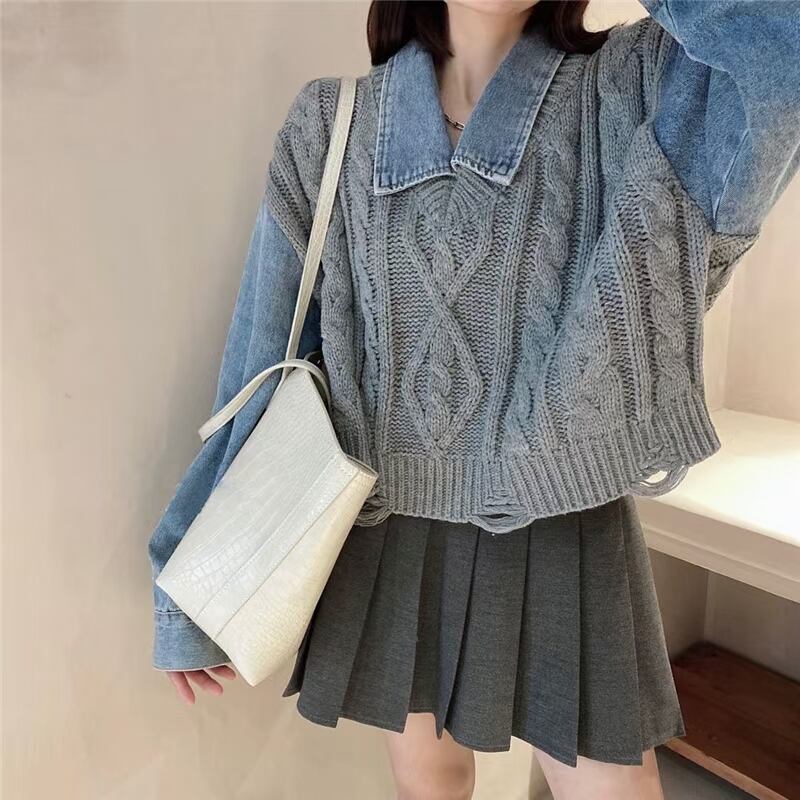 ニットベスト重ね着風シャツ　AJ11009-2620