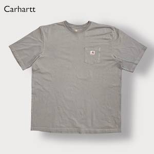 【Carhartt】2XL ビッグシルエット ワンポイント ポケットTシャツ ポケT カーハート ベージュ 半袖 夏物 US古着
