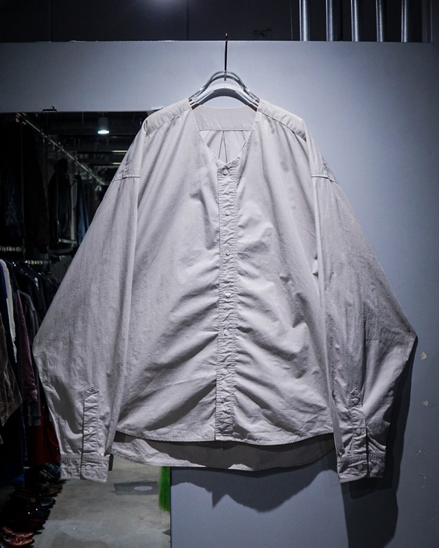 【add (C) vintage】Cotton × Nylon Loose No Collar Shirt