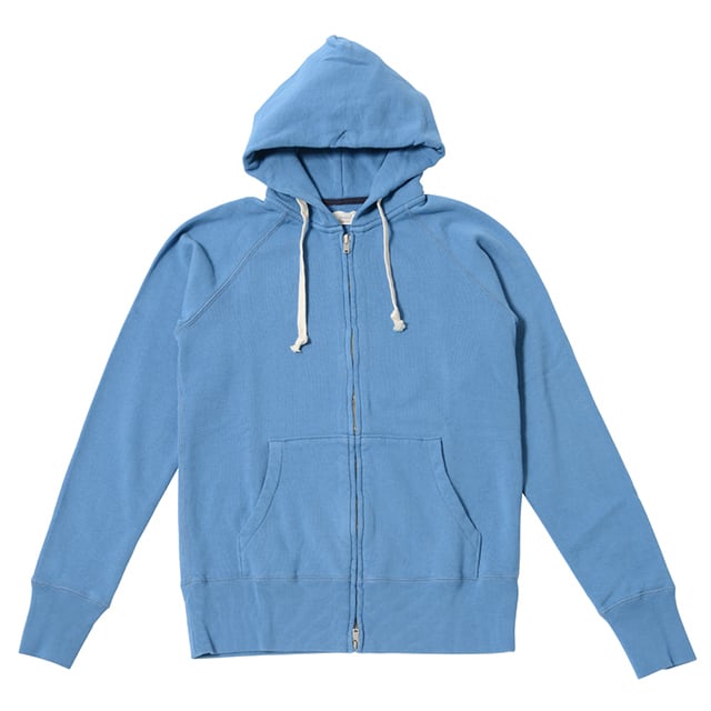 アウトレット品 Men's 吊り編み 裏毛Zipパーカー Sax 5サイズ №100