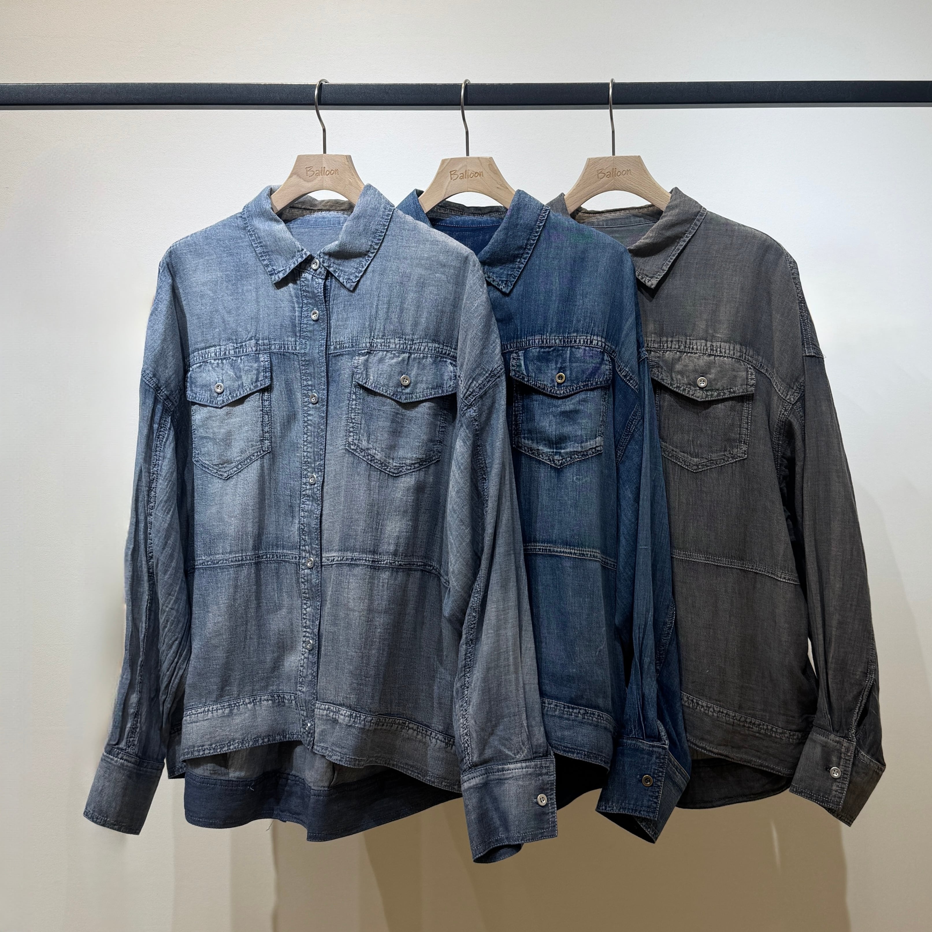 シアーデニムブルゾンシャツ