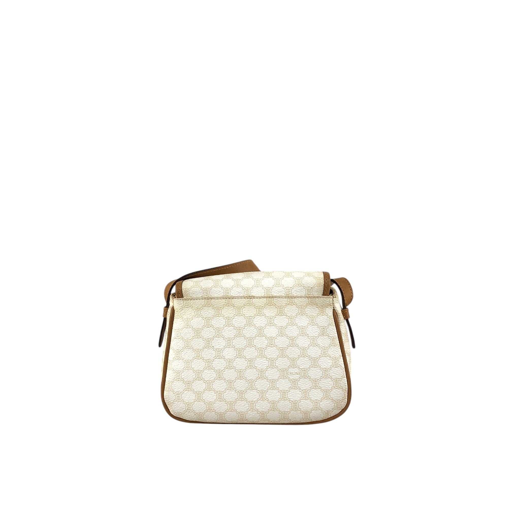 CELINE ショルダーバッグ 斜めがけ ホワイトマカダム柄 ロゴ型押し PVC CELINE セリーヌ マカダム ショルダーバッグ ホワイト ブラゾン型押し