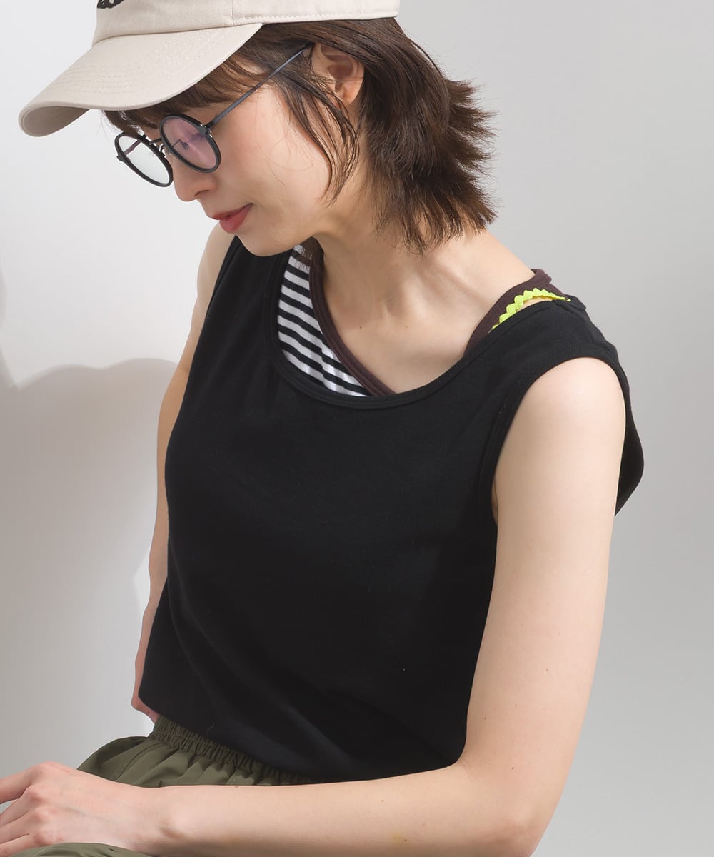 白黒2枚セットwerthy ASYMMETRY TANK(Cup in) K261087 カップ付きアシンメトリータンクトップ / Cup-In Asymmetrical