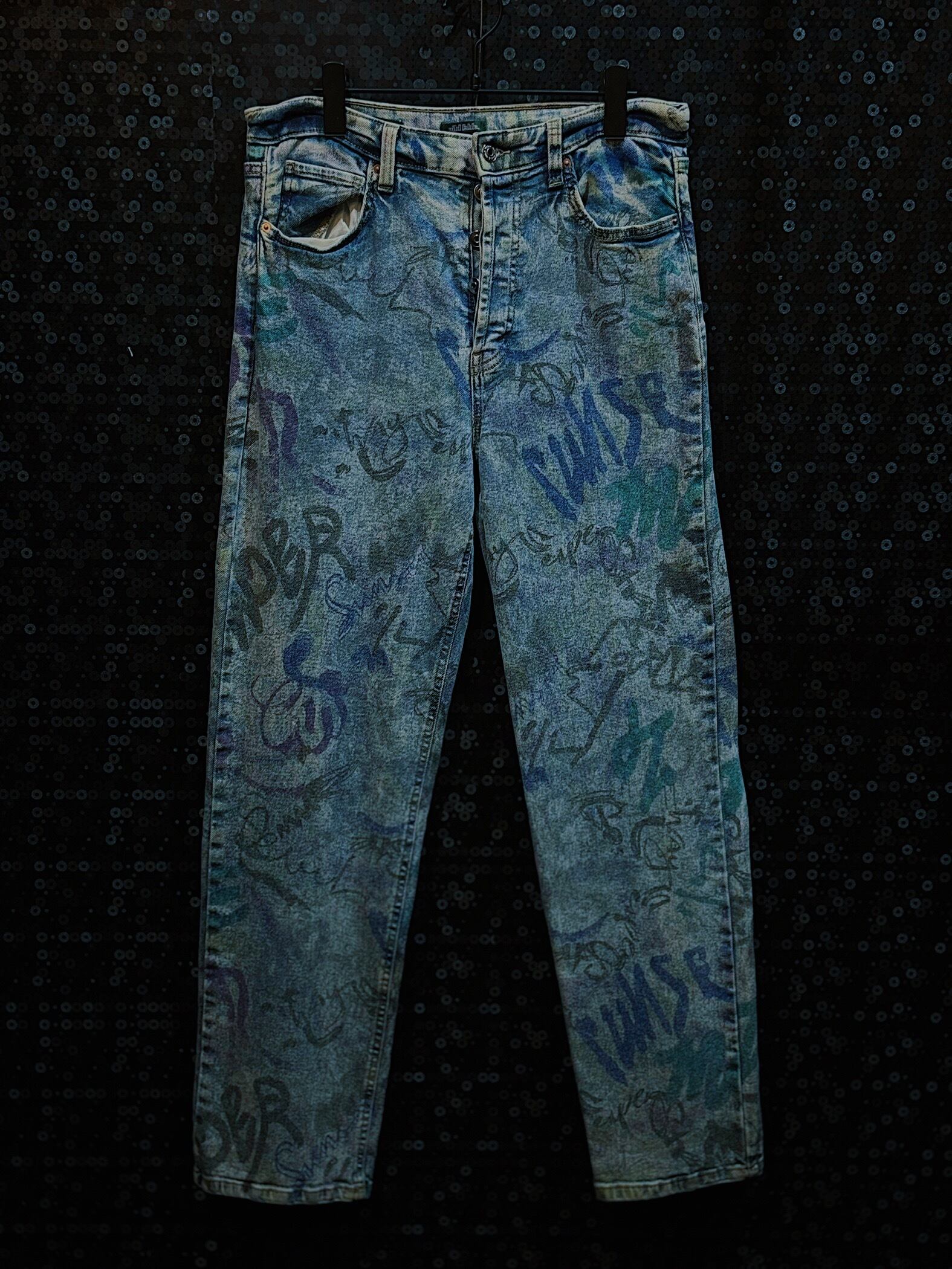 【ÆIEM】"Wild Fabl"Vintage graphic artistic detail denim pants