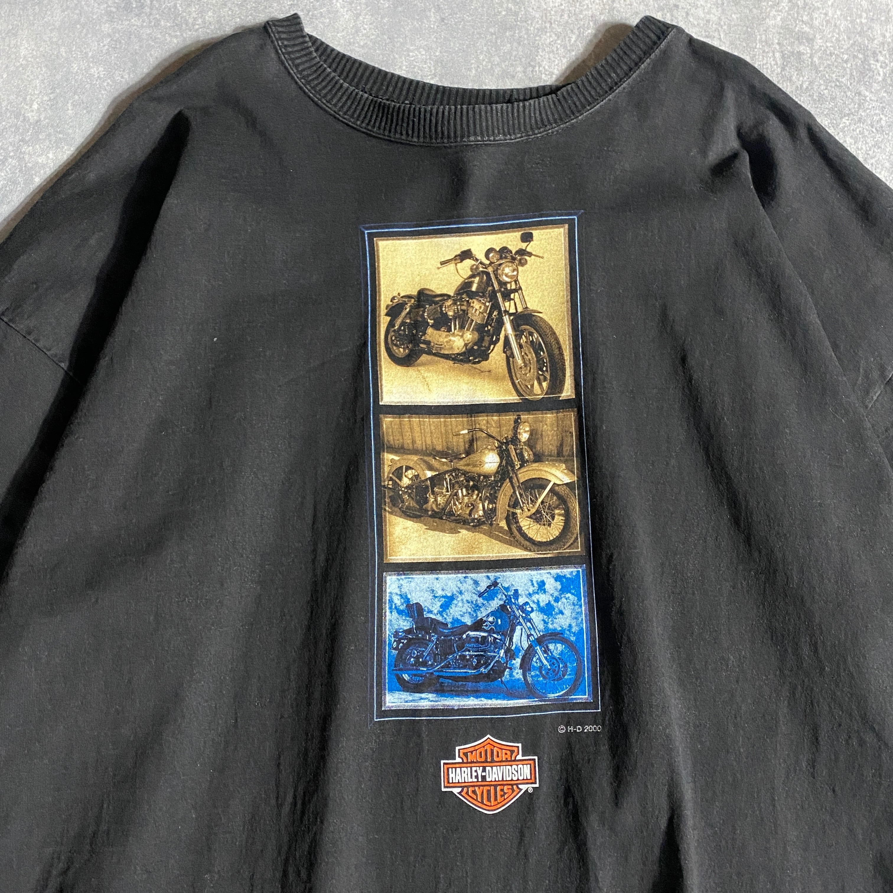 2XLサイズ】00's ハーレーダビッドソン バイク 両面プリント Tシャツ