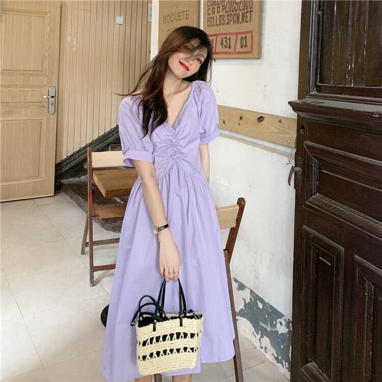 ホワイトドレス Vネック薄手Aラインスカート スプリング 春物 サマー 夏物 1号婦人51101852402