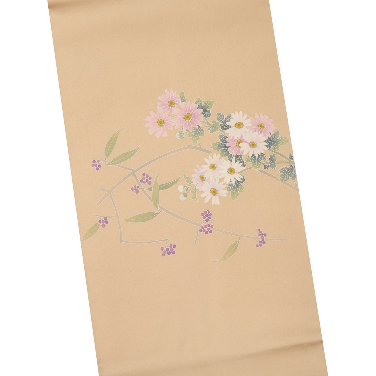 野菊とムラサキシキブのお花 友禅名古屋帯【中古】 | かわの屋