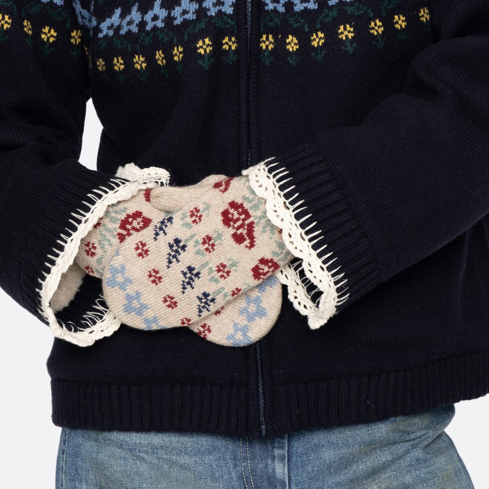 SEA NY PRESTON KNIT MITTENS CREAM