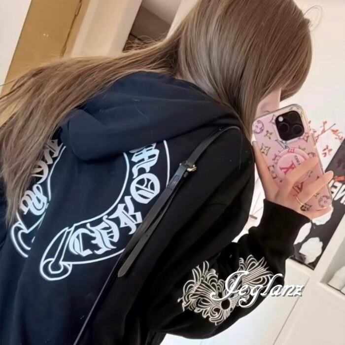 エッジ ロゴ クロス パーカー フーディ ジッパー ユニセックス(MD466)γα