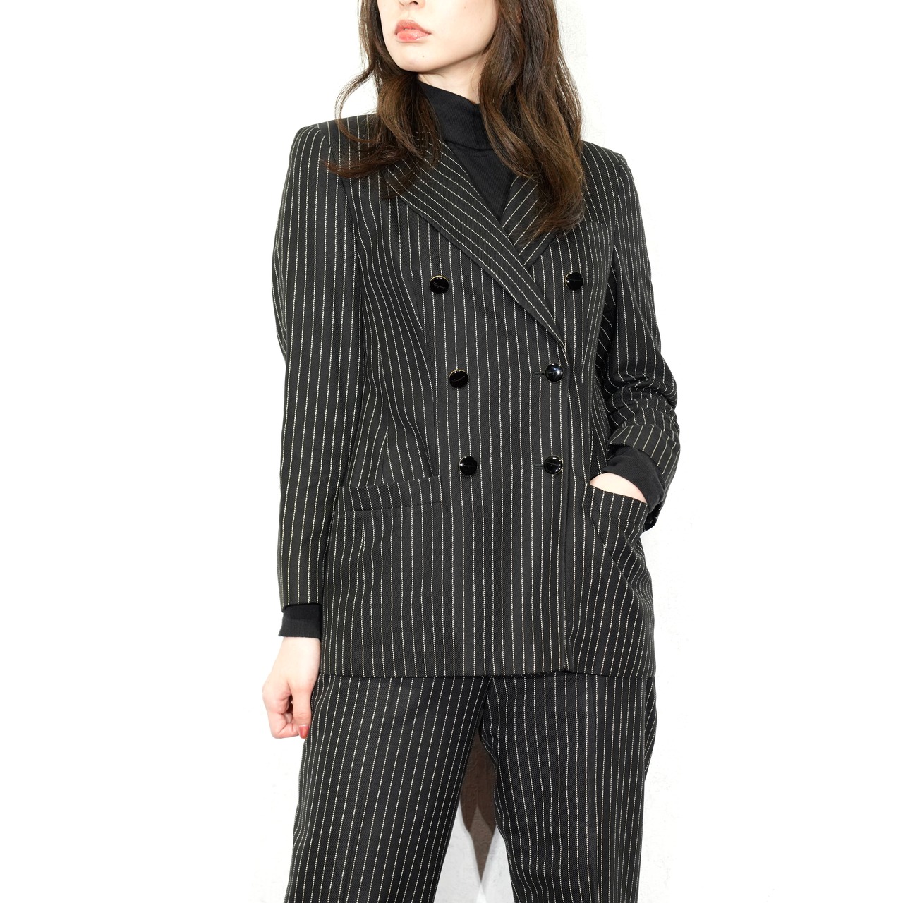 Salvatore Ferragamo SRRIPE PATTERNED DOUBLE JACKET PANTS SET UP  