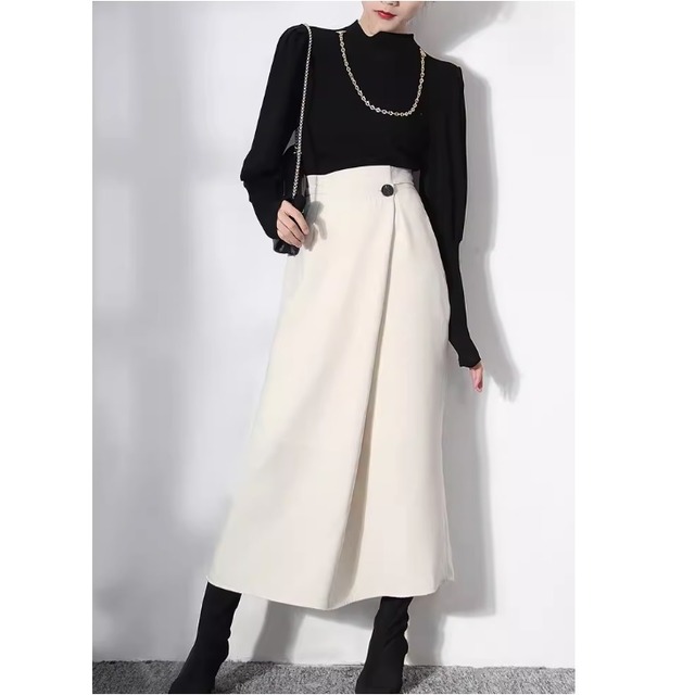 long skirt with side button（4color）＜sk1880＞