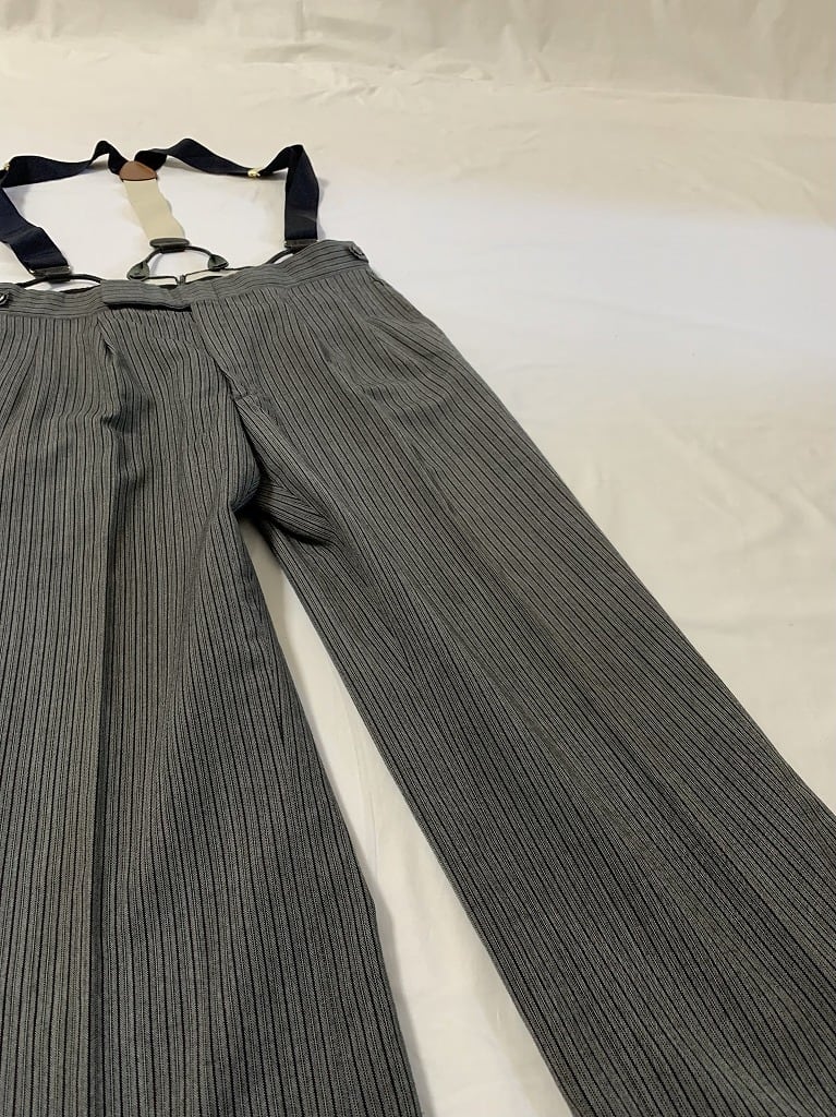 1970's Woven Stripe Pattern Suspender Slacks