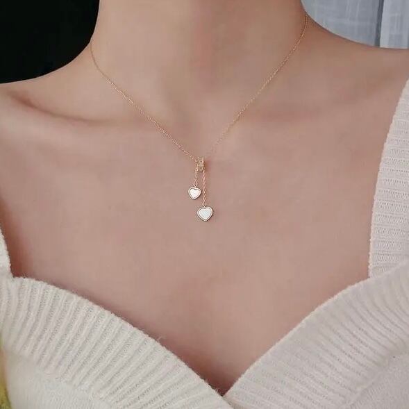 金アレ対応 たらんとハートチャーム華奢ネックレス(0505)