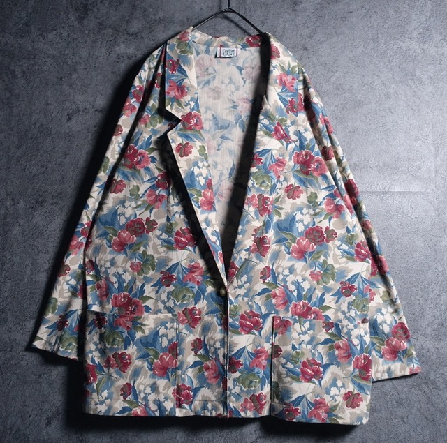80s “Cricket LANA” Multicolor Flower Design Easy Tailored Jacket