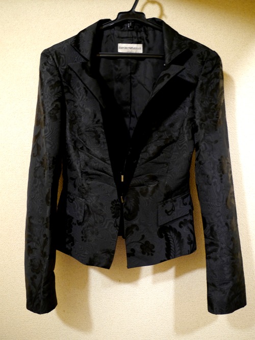 美◆ARMANIアルマーニ ベルベット切替 総柄ジャケット◆