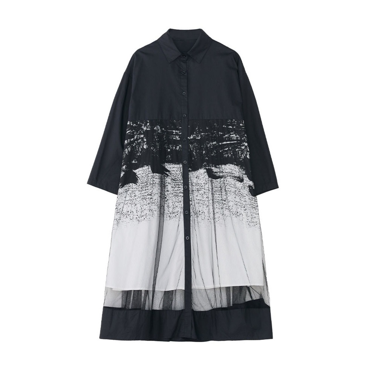 Ink Design Mesh Dress / インク デザイン メッシュ ワンピース