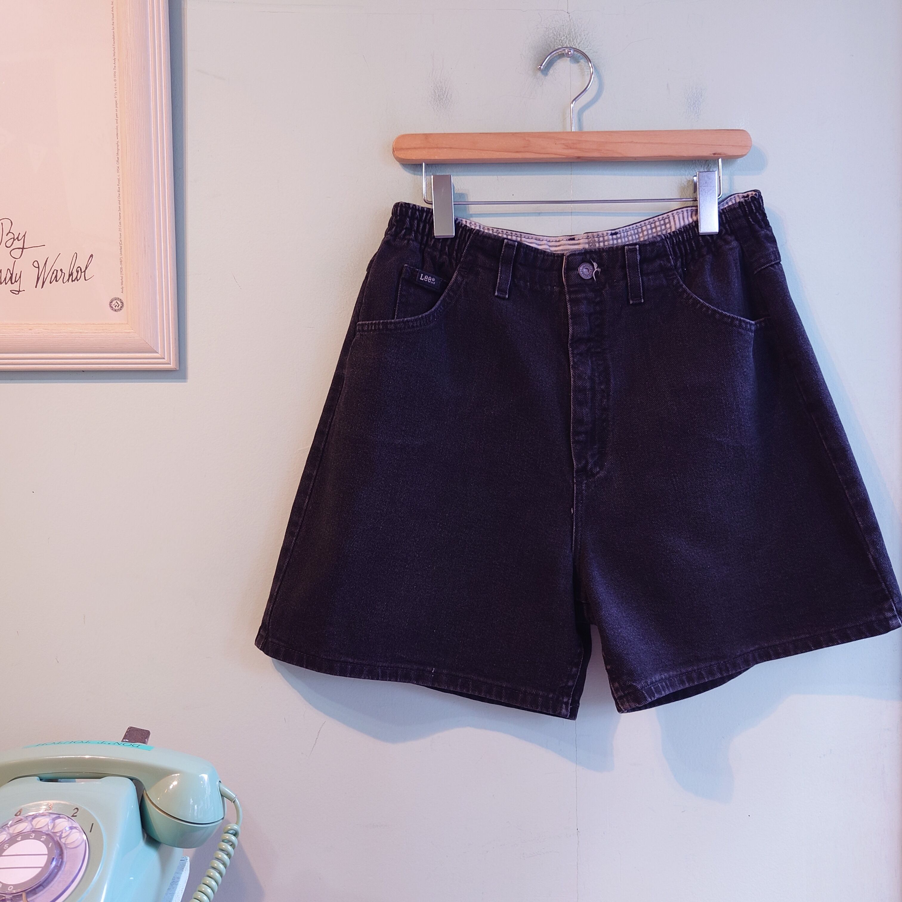 【サイズ◎/状態◎】80-90s USA製 Lee ブラック デニム ショーツ LEE 80-90s vintage デニムショーツ ブラックデニムショーツ サイド