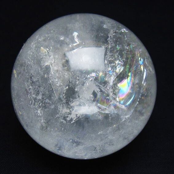 水晶 丸玉 虹入り 56mm スフィア 置物 水晶玉 一点物 151-8703