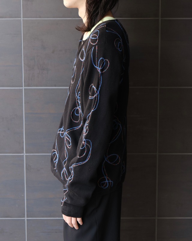 pattern zip-up knit