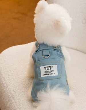 犬服　わんこ服　ペット服　デニムワンピース 犬用 春夏 ペット用品 BQ3330　Mサイズ