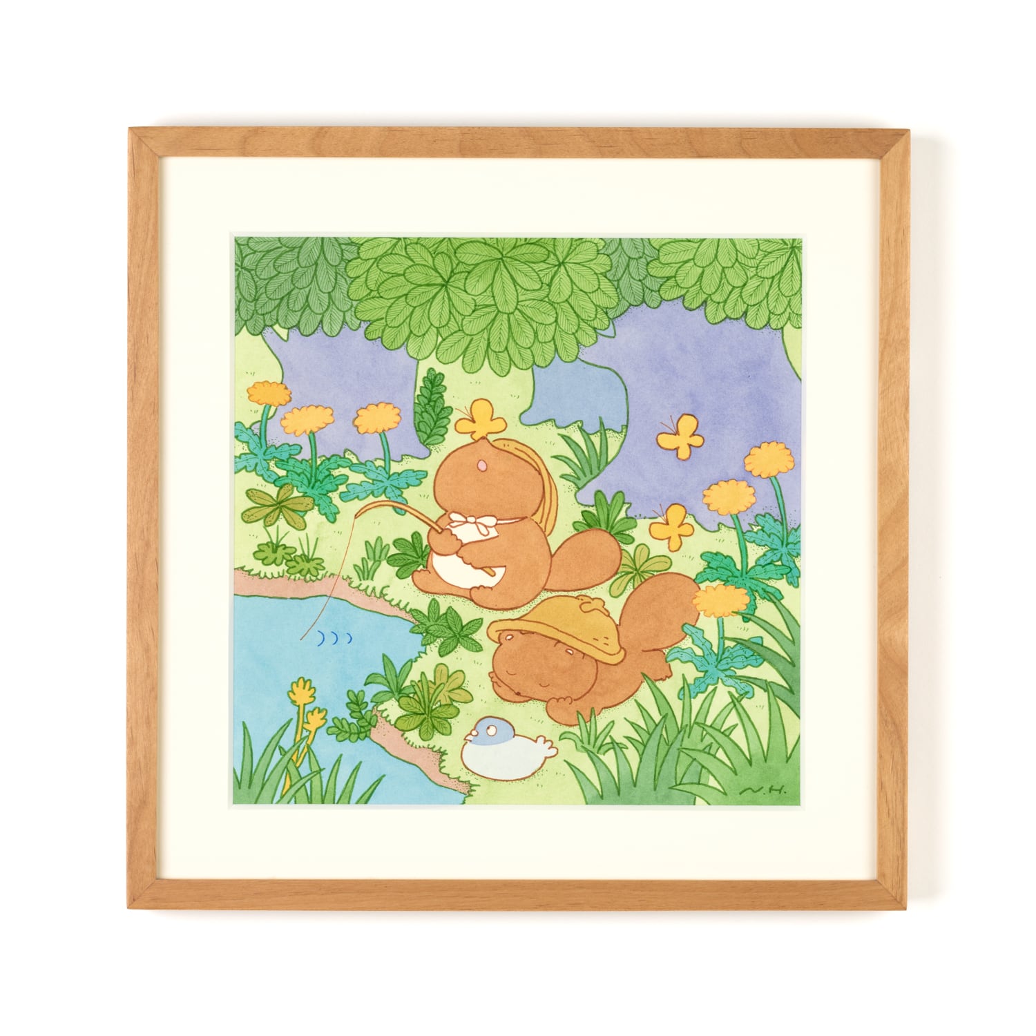 会場売約済】ヒダカナオト 原画20 「釣りをするぼんやり子だぬき