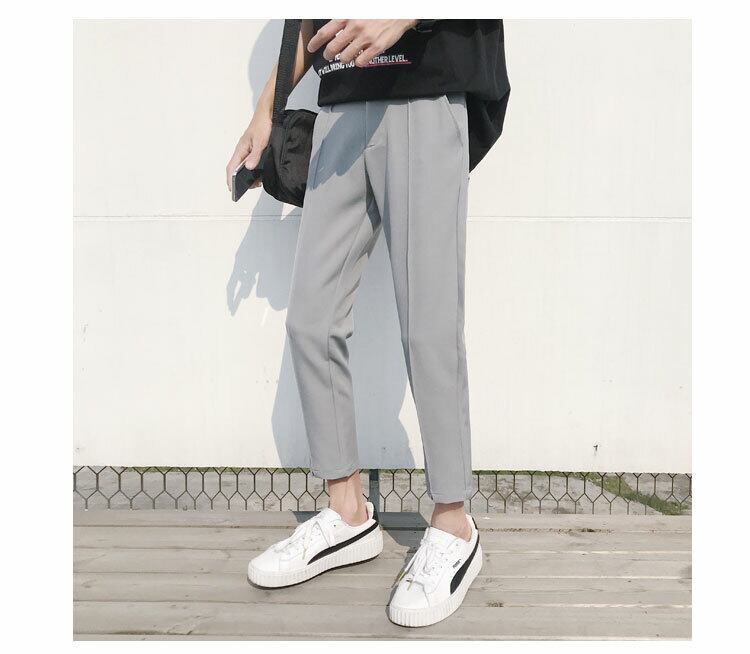 全3色 テーラードパンツ カジュアル ストレート 薄手 無地