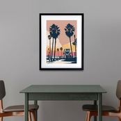 Santa Monica Beach｜西海岸の夕景が彩るビンテージアートポスター｜大人のレトロモダン空間に映えるサンタモニカの風景A3ポスター