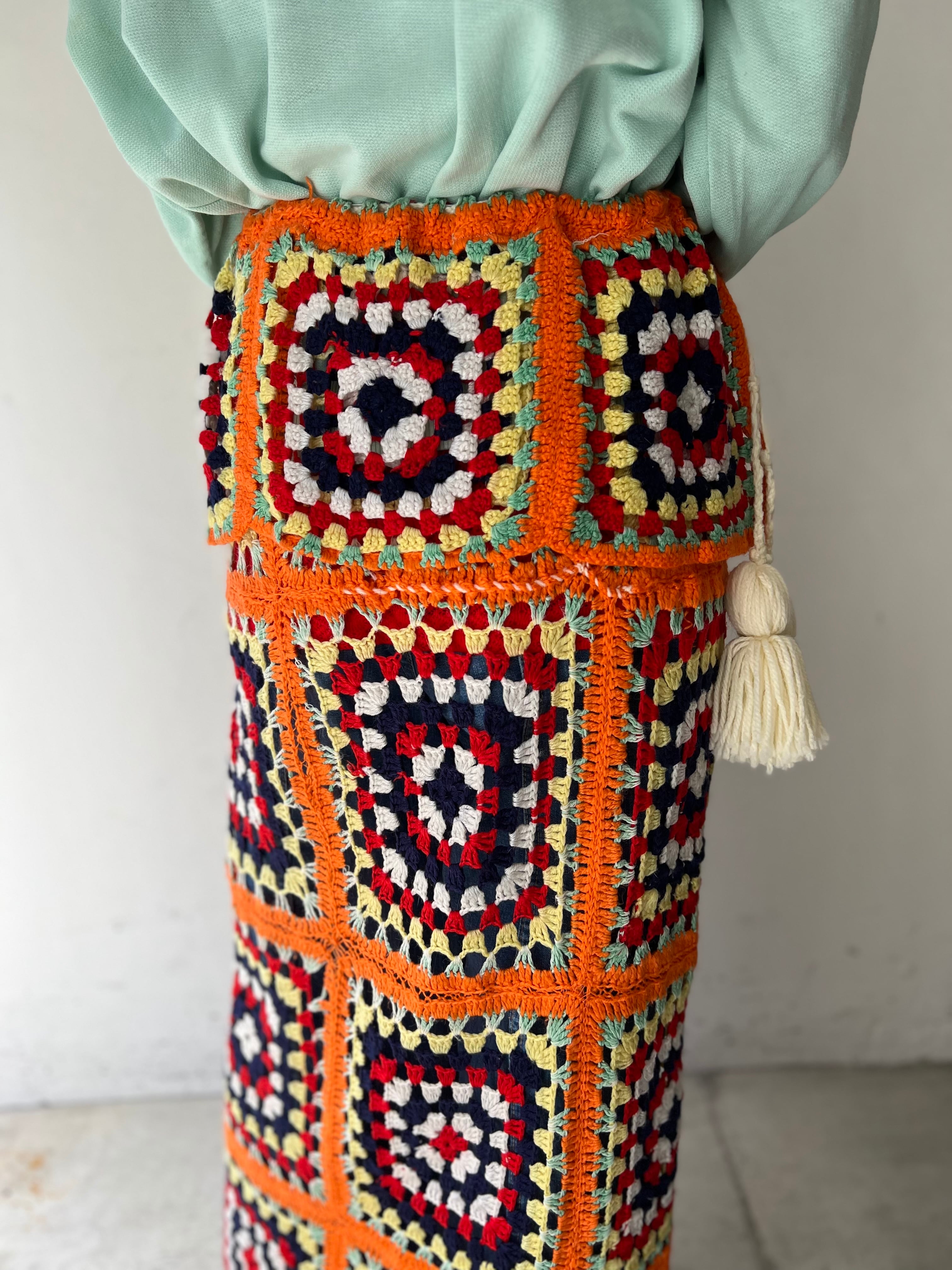 Vintage handmade granny square knit skirt ( ヴィンテージ