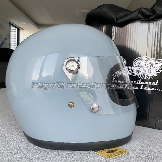 ビンテージ Tt Co 白い ハーレーバイク用ヘルメットシールド付き忍者フルヘルメット 絶版 小帽体 希少 レア セメントグレー Ttandco