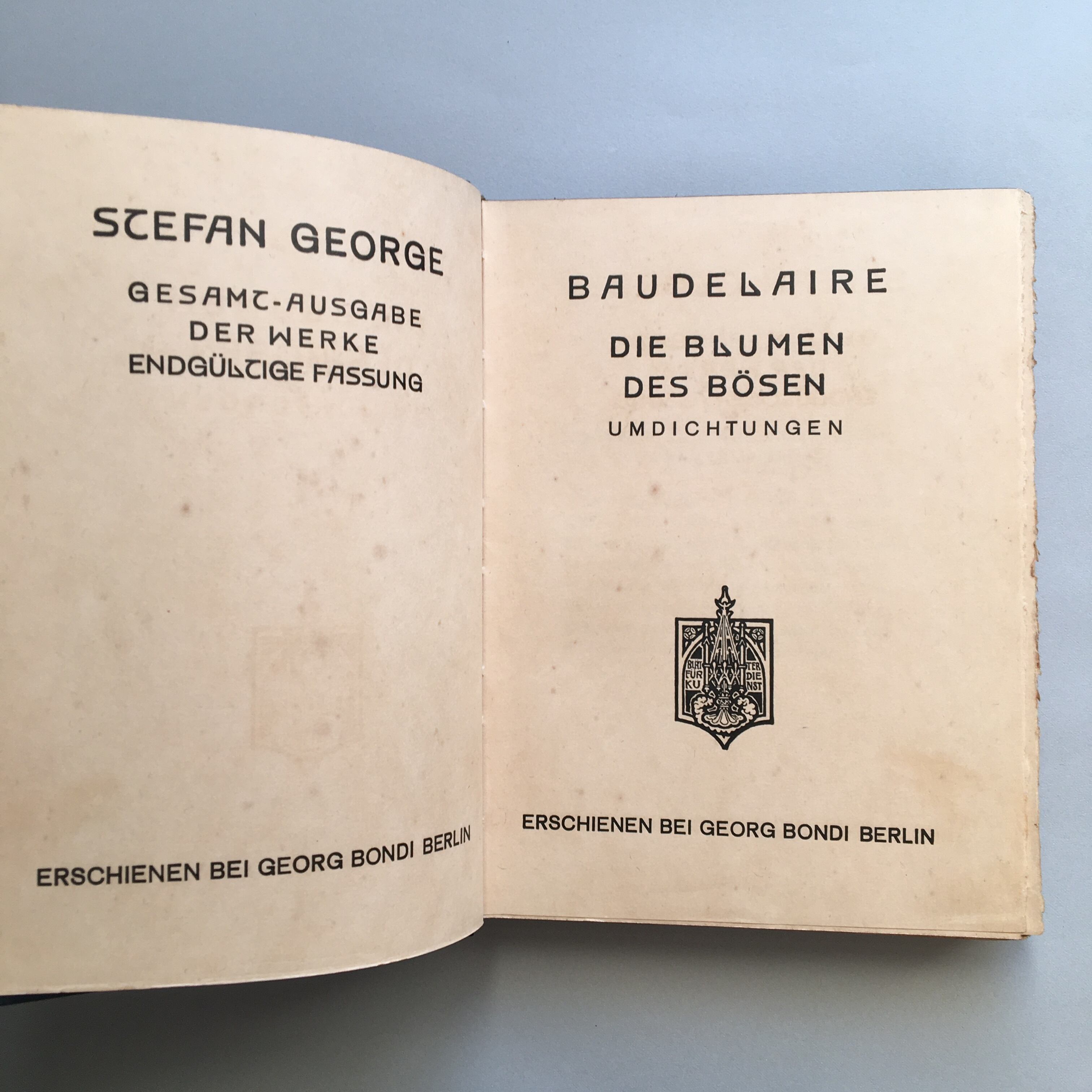 ゲオルゲ独訳 ボードレール悪の華 1930年全集版カバー付き（ドイツ古書