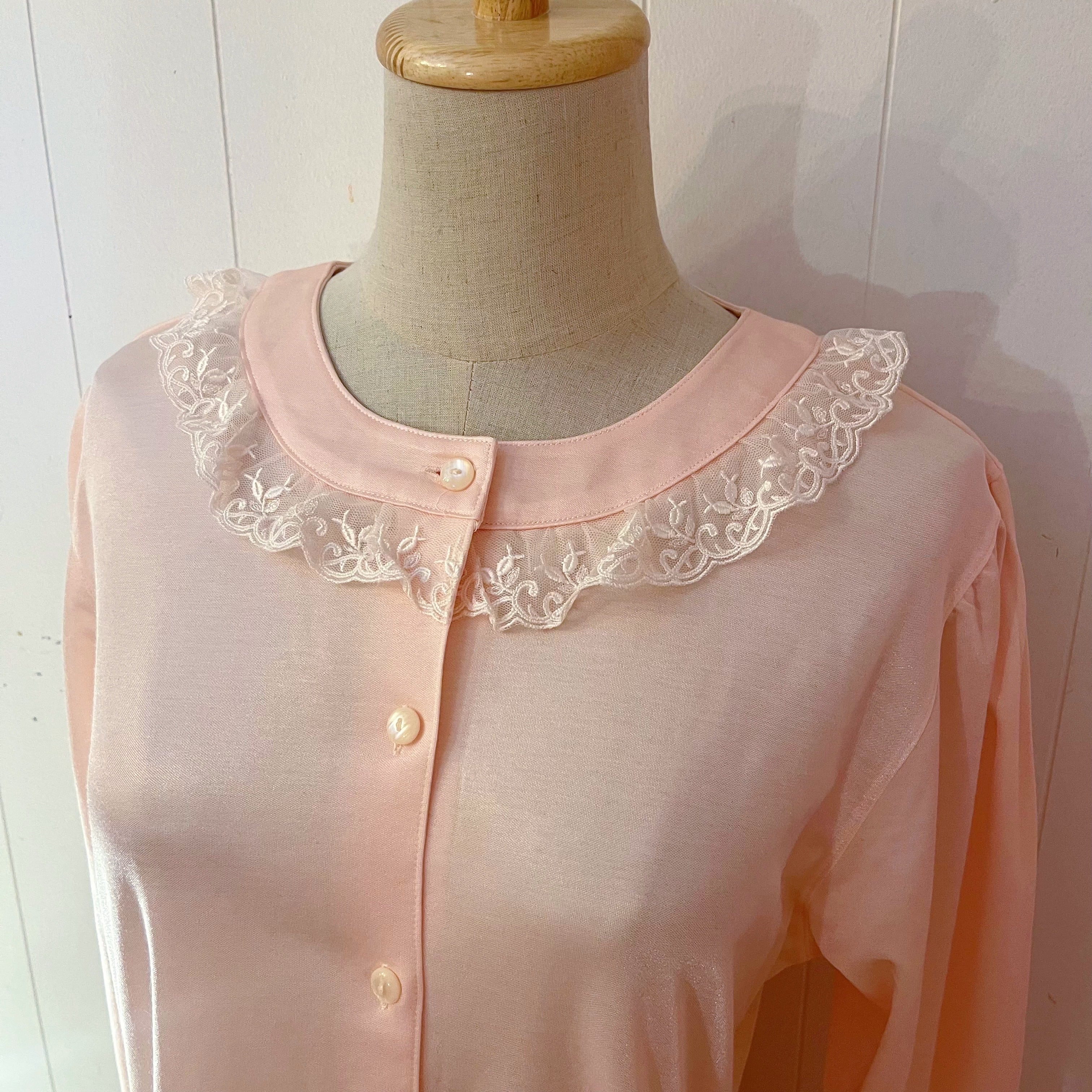 frill lace pink neglige one-piece