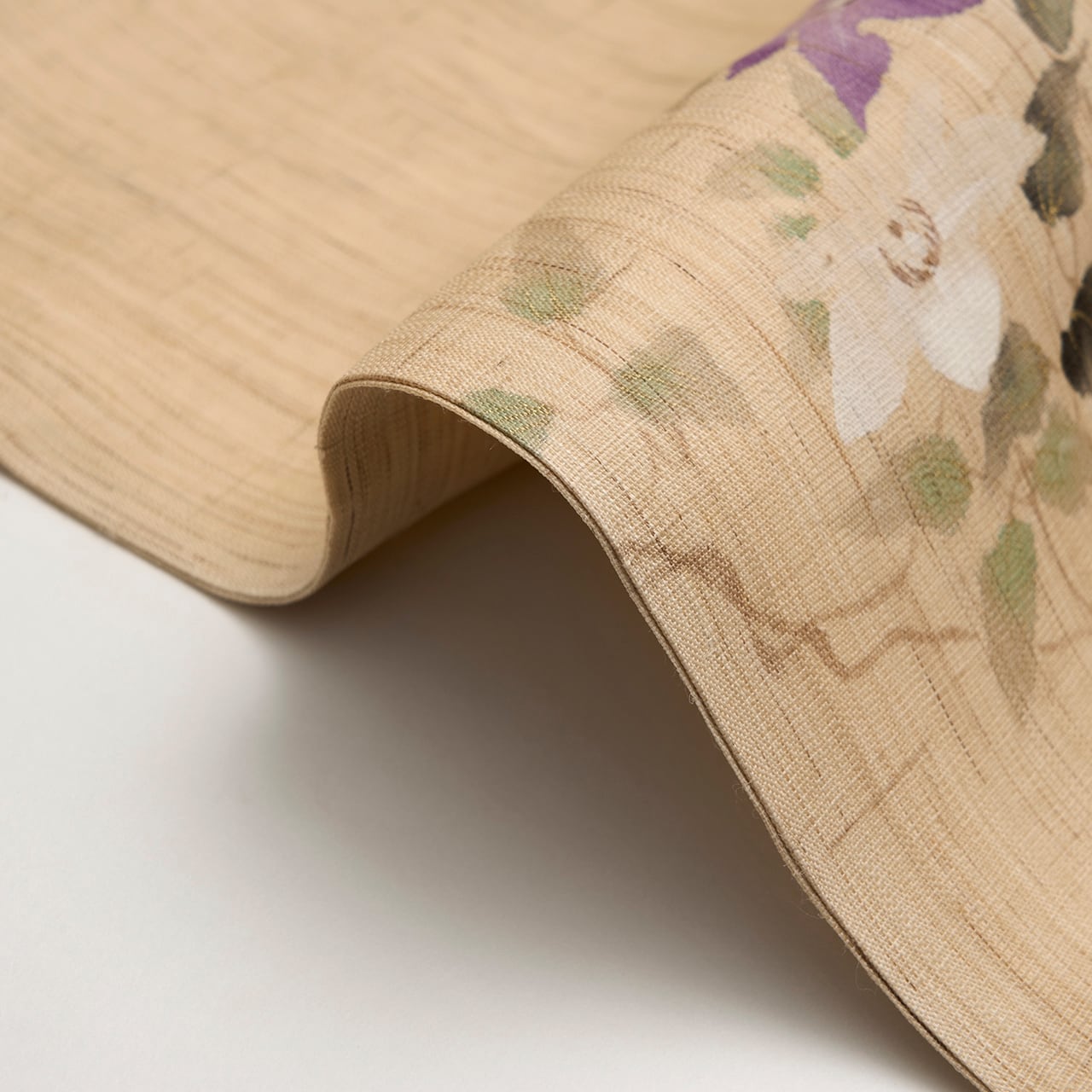 桐山紫香 テッセンの模様 手描 麻名古屋帯【未着用品】 | かわの屋