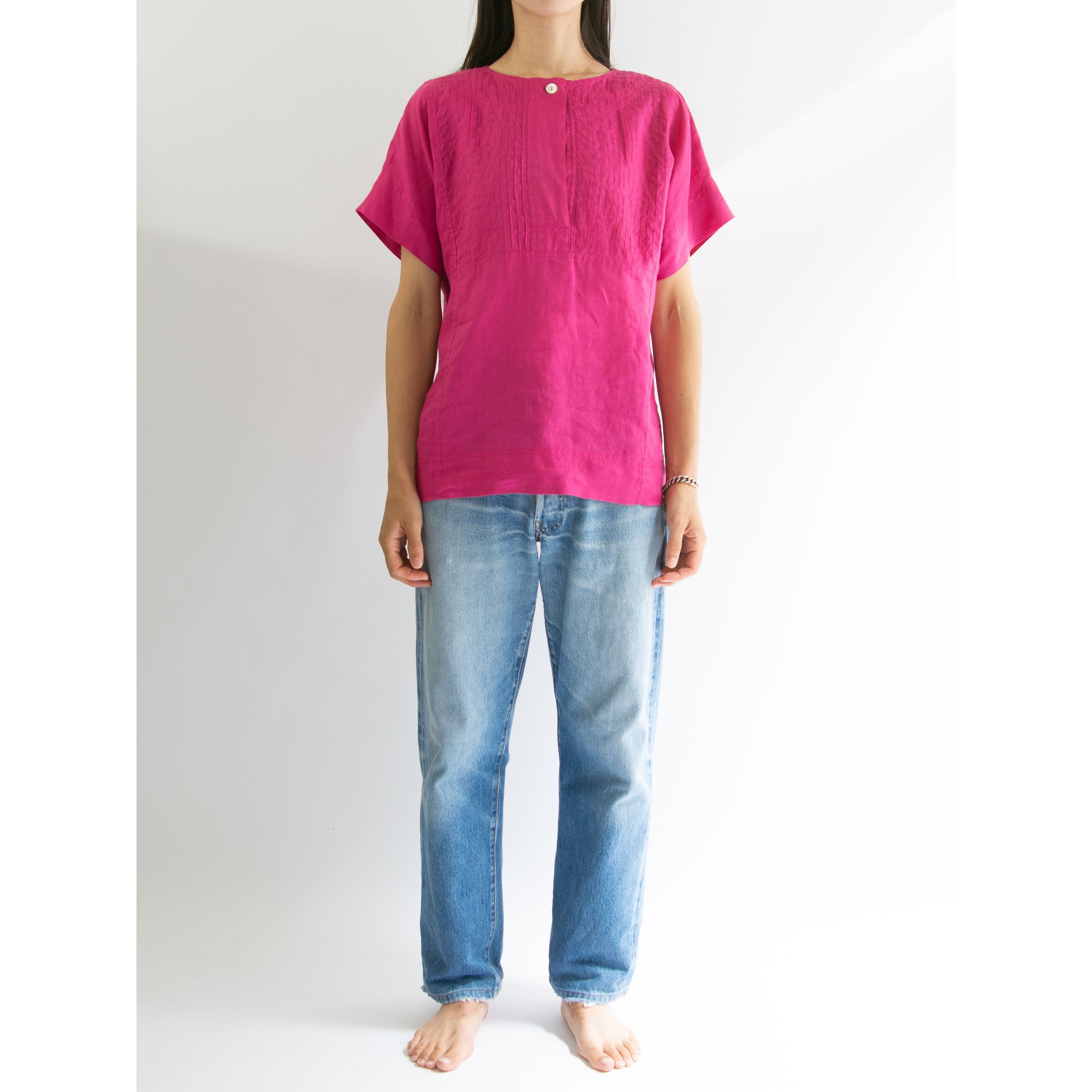 【Salvatore Ferragamo】Made in Italy 100% Linen Blouse（サルヴァトーレ フェラガモ イタリア製リネンブラウス）