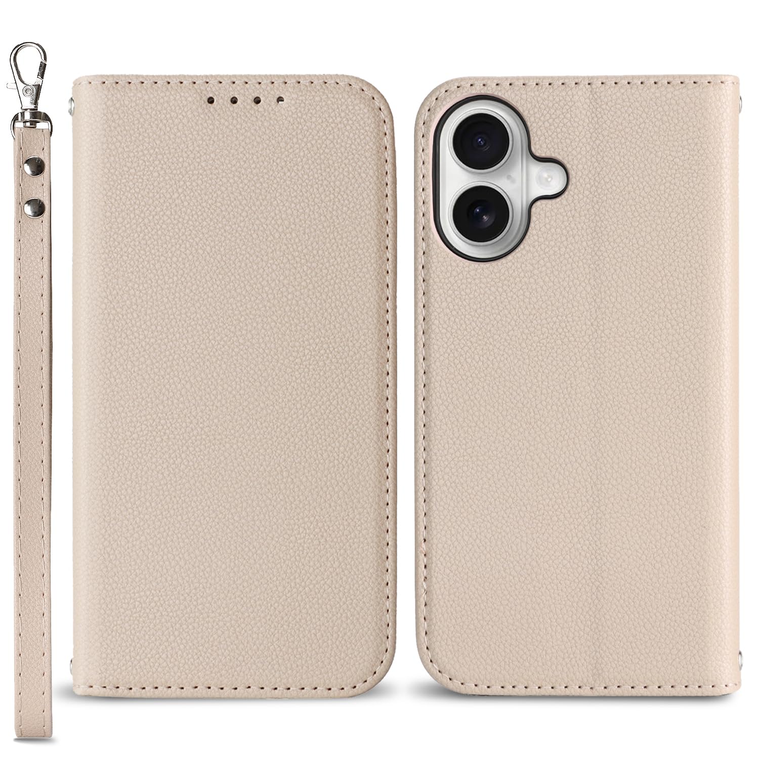 【Hamany】 対応 iphone 17 ケース 手帳型 あいふおん17ケース カード収納 -アプリコットベージュ
