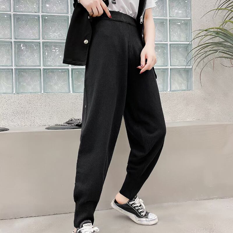 スプリングストレッチウェストカジュアルパンツ エラスティック 伸縮 大きめサイズ 春物 ミックスインファッション9758763124