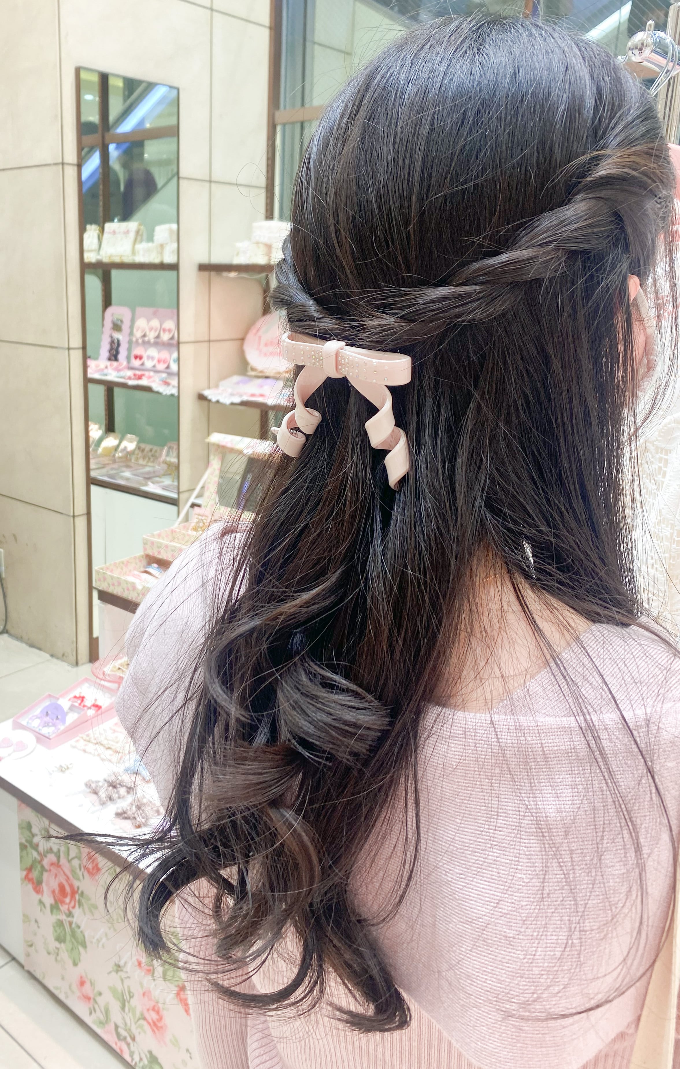 CRYSTAL CURLY BOW BARRETTE クリスタル くるくるリボン バレッタ