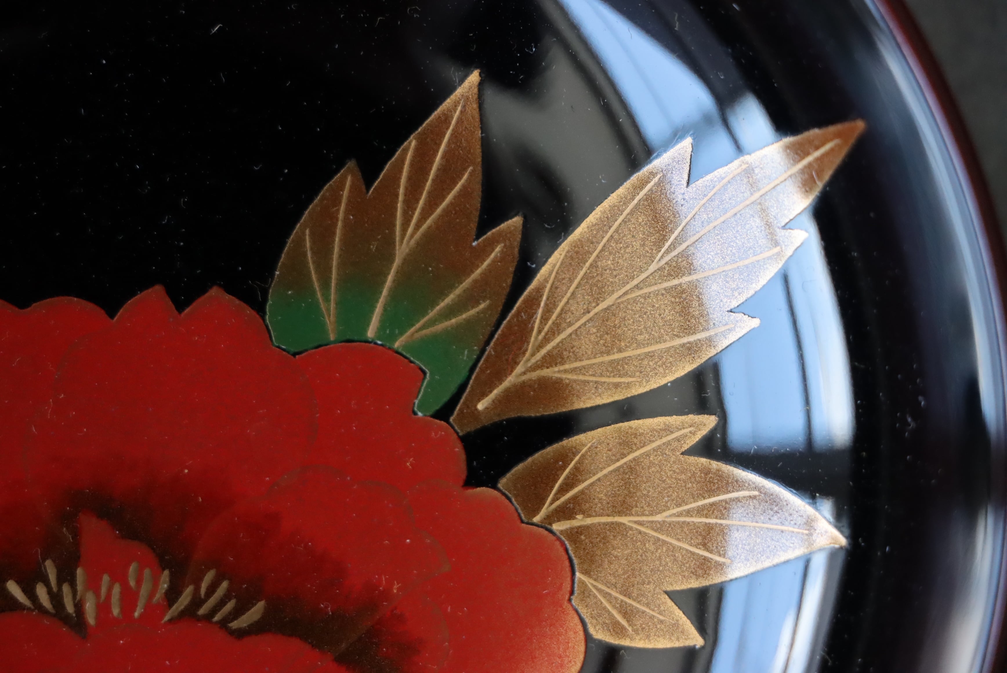 輪島塗 津田哲斎 溜塗 牡丹蒔絵 煮物椀 五客組 共箱 B/Wajima laquered