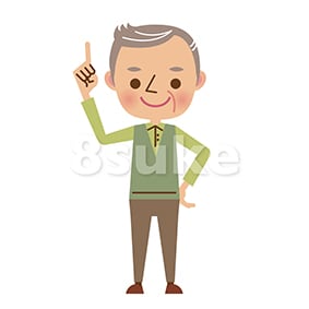 イラスト素材:指差しをするおじいちゃん(ベクター・JPG)