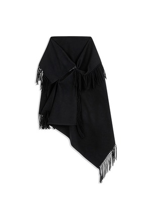 [OPEN YY] FRINGED ZIP SHAWL, BLACK 正規品 韓国ブランド 韓国通販 韓国代行 韓国ファッション オープン ワイワイ 日本 店舗
